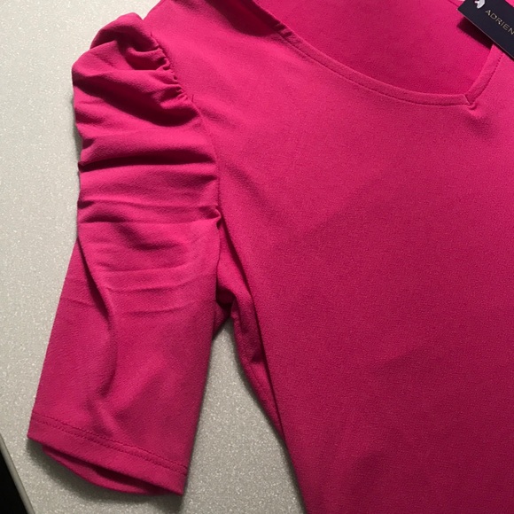 Adrienne Vittadini hot pink shirt top NEW! - Picture 3 of 6